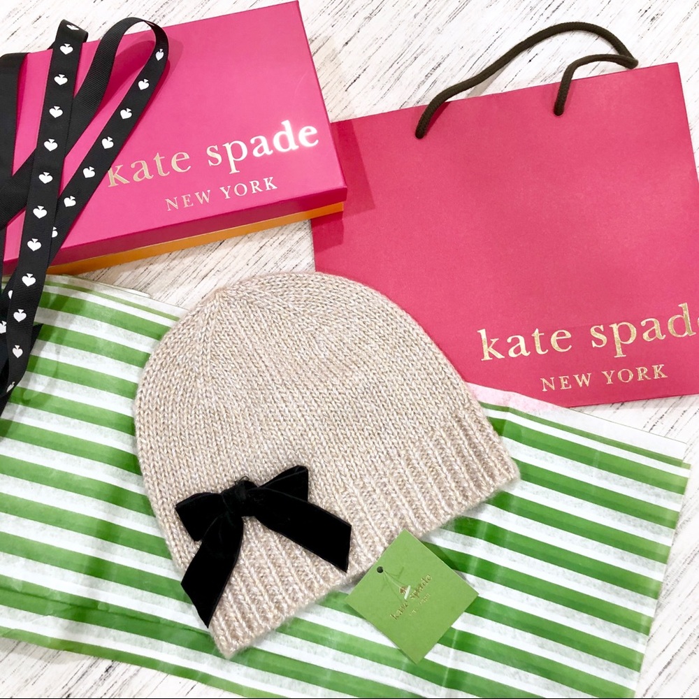NWT Kate Spade Western Velvet Bow Beanie OS